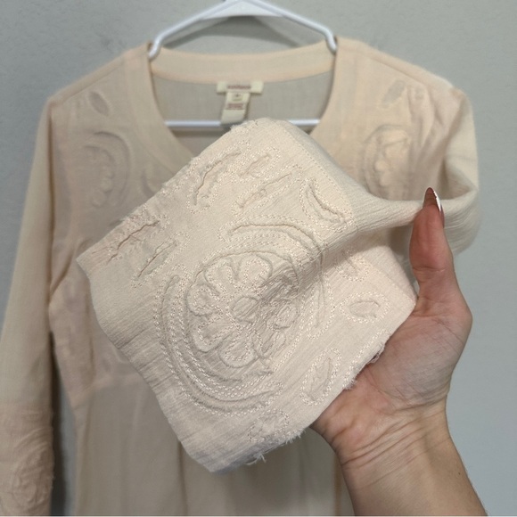 Sundance 3/4 Sleeve Cotton High Low Boho Tunic Blouse Peach Womens Size Medium - Picture 4 of 6